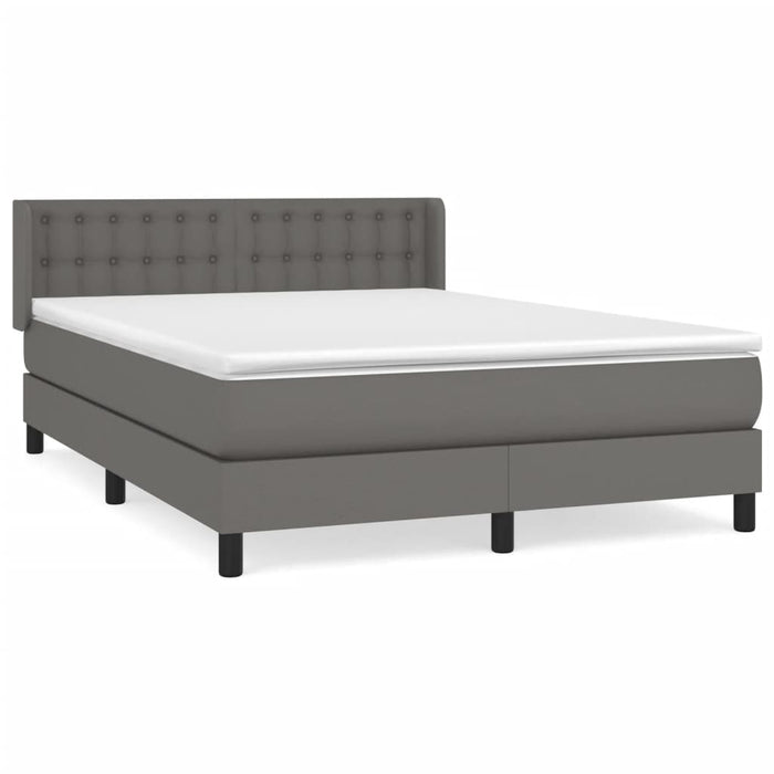 Pat box spring cu saltea, gri, 140x190 cm, piele ecologică - WALTI WALTI