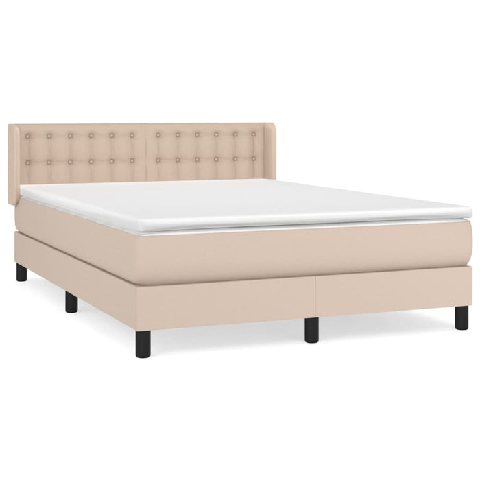 Pat box spring cu saltea, cappuccino, 140x190cm piele ecologică - WALTI WALTI