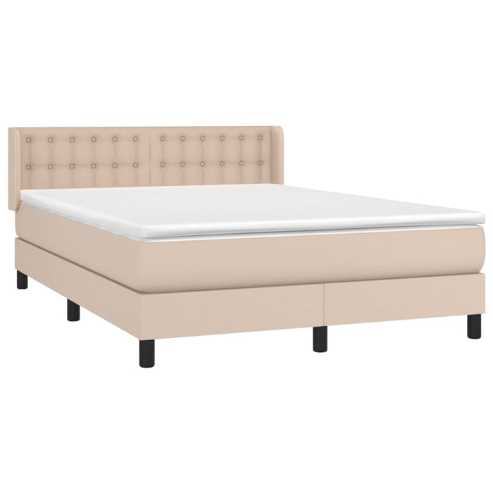 Pat box spring cu saltea, cappuccino, 140x200cm piele ecologică - WALTI WALTI