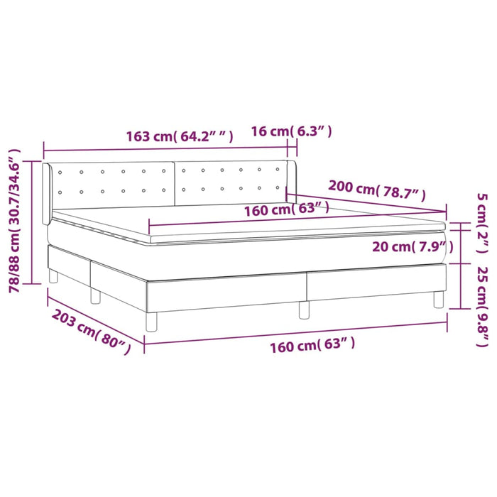Pat box spring cu saltea, crem, 160x200 cm, piele ecologică WALTI