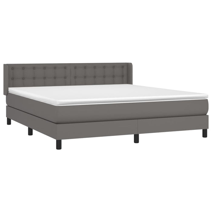 Pat box spring cu saltea, gri, 160x200 cm, piele ecologică - WALTI WALTI
