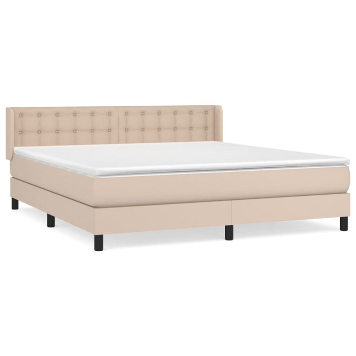 Pat box spring cu saltea, cappuccino, 160x200cm piele ecologică - WALTI WALTI