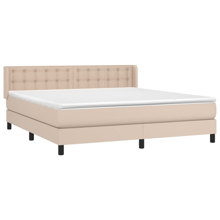 Pat box spring cu saltea, cappuccino, 180x200cm piele ecologică - WALTI WALTI