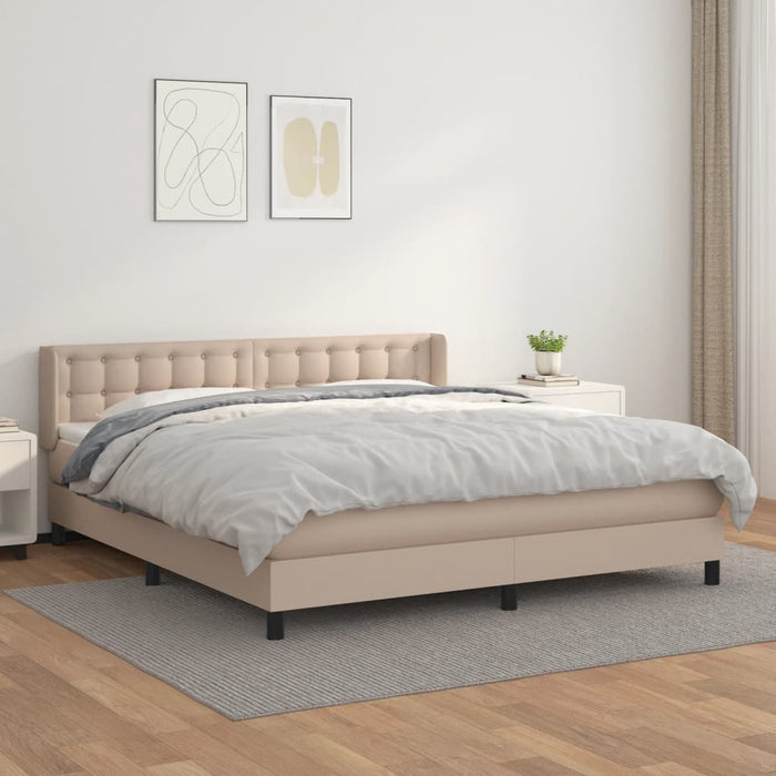 Pat box spring cu saltea, cappuccino, 180x200cm piele ecologică - WALTI WALTI