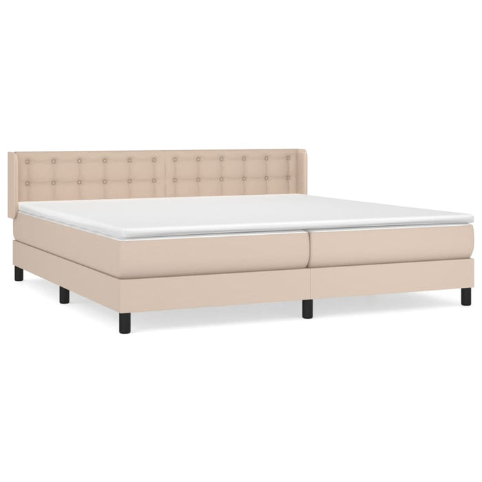 Pat continental cu saltea, cappuccino, 200x200 cm, piele eco WALTI