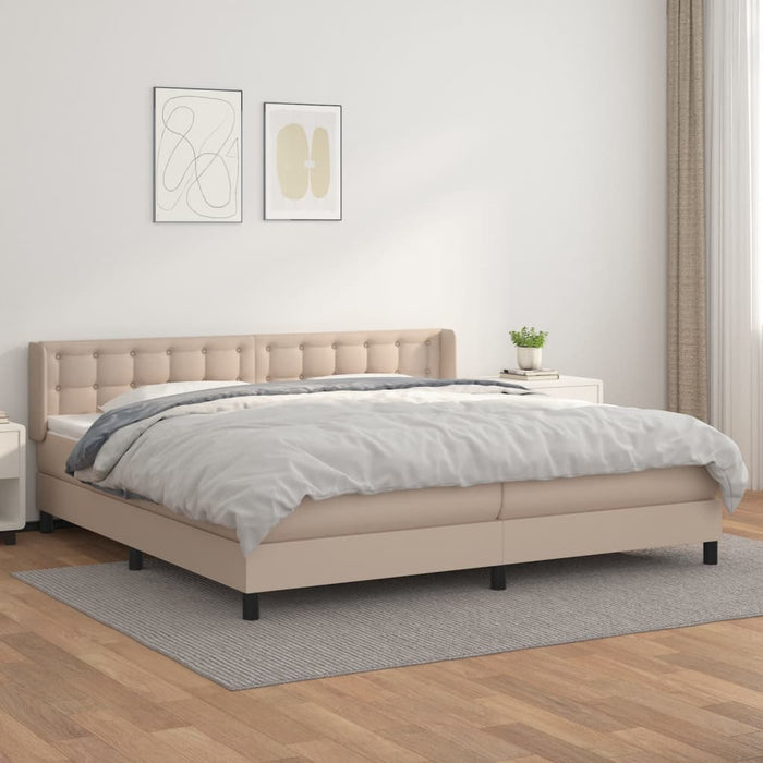 Pat continental cu saltea, cappuccino, 200x200 cm, piele eco WALTI