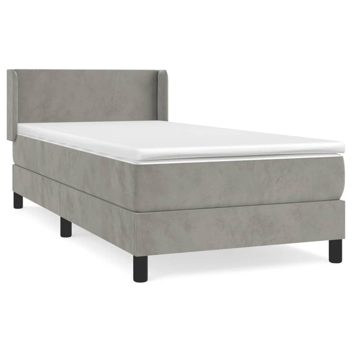 Pat continental cu saltea, gri deschis, 80x200 cm, catifea - WALTI WALTI