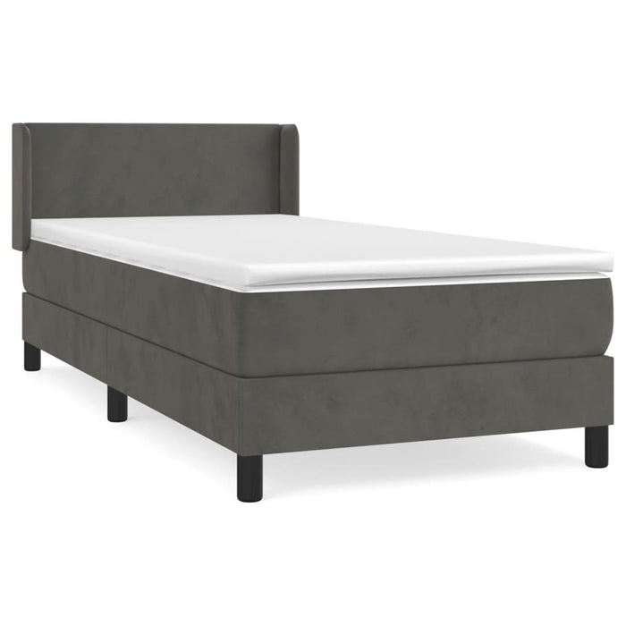 Pat box spring cu saltea, gri închis, 80x200 cm, catifea - WALTI WALTI