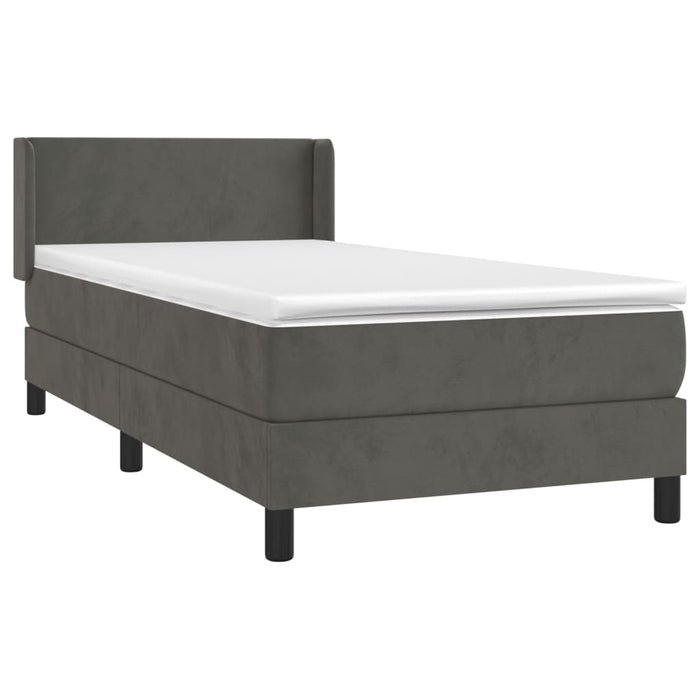 Pat box spring cu saltea, gri închis, 80x200 cm, catifea - WALTI WALTI
