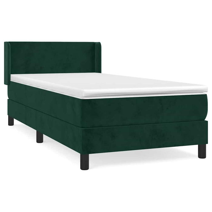 Pat box spring cu saltea, verde închis, 80x200 cm, catifea - WALTI WALTI