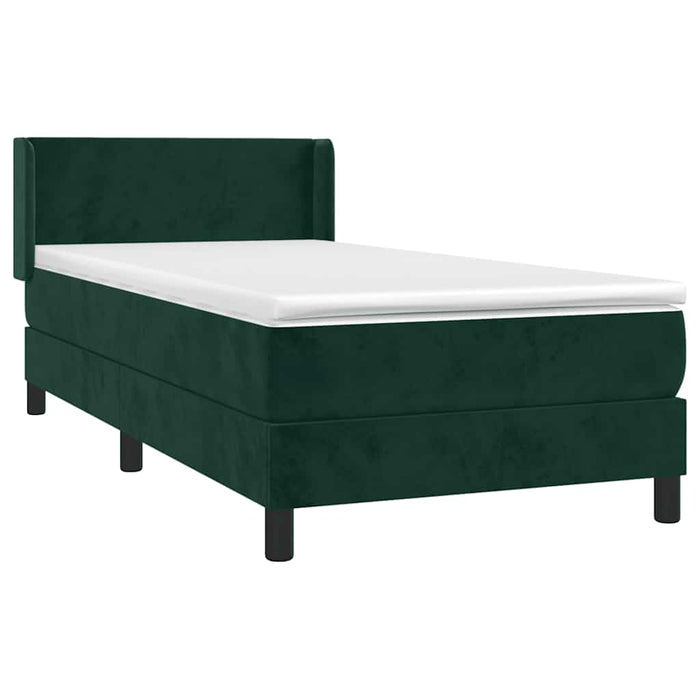 Pat box spring cu saltea, verde închis, 80x200 cm, catifea - WALTI WALTI