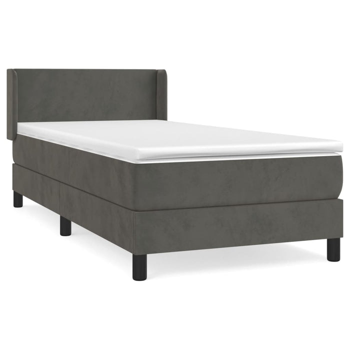 Pat box spring cu saltea, gri închis, 90x190 cm, catifea - WALTI WALTI