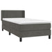 Pat box spring cu saltea, gri închis, 90x190 cm, catifea - WALTI WALTI