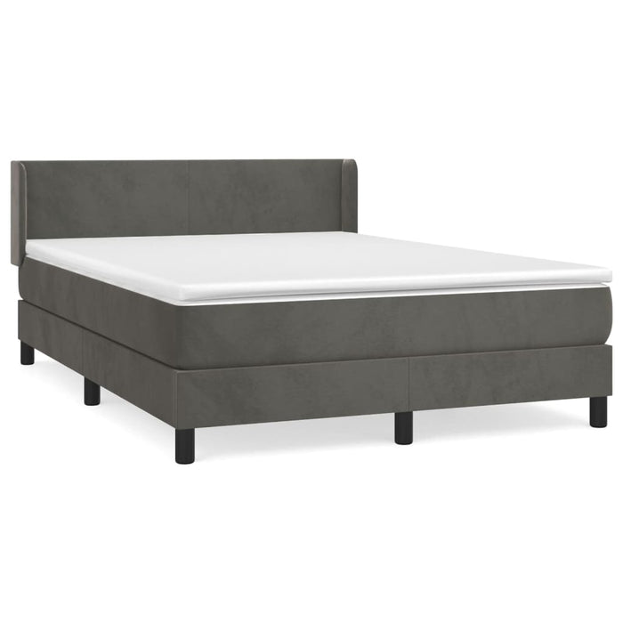 Pat box spring cu saltea, gri închis, 140x190 cm, catifea - WALTI WALTI