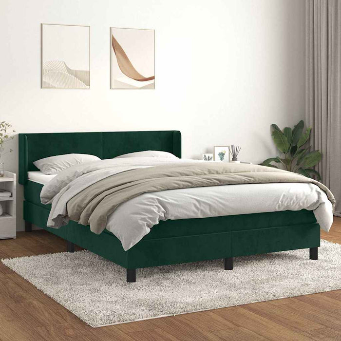 Pat box spring cu saltea, verde închis, 140x190 cm, catifea - WALTI WALTI