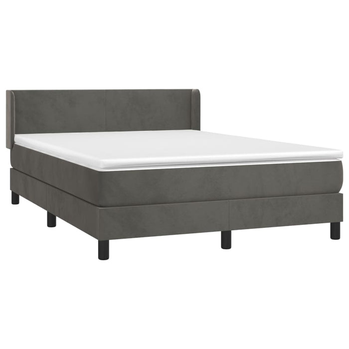 Pat box spring cu saltea, gri închis, 140x200 cm, catifea - WALTI WALTI
