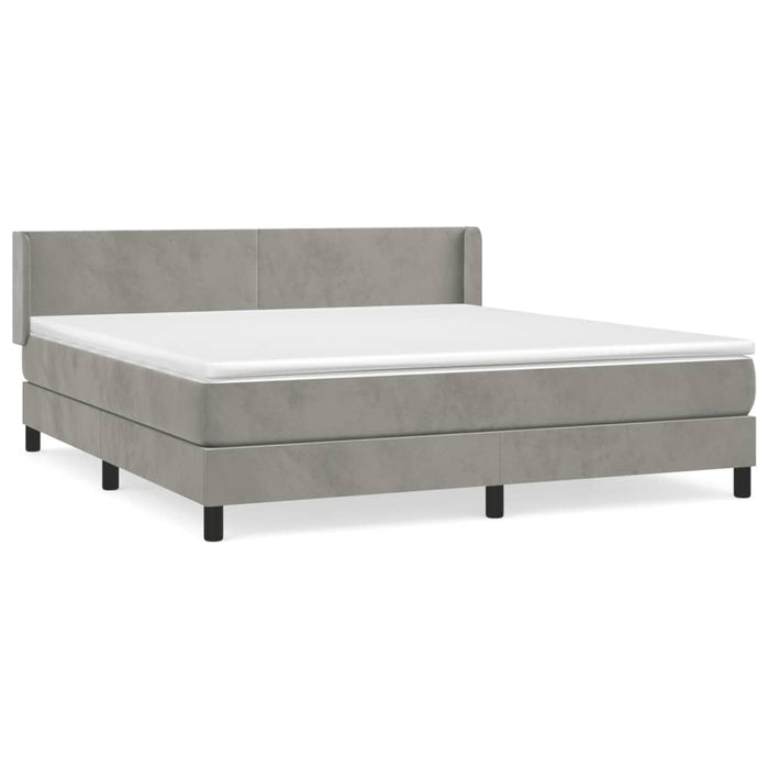 Pat box spring cu saltea, gri deschis, 160x200 cm, catifea - WALTI WALTI