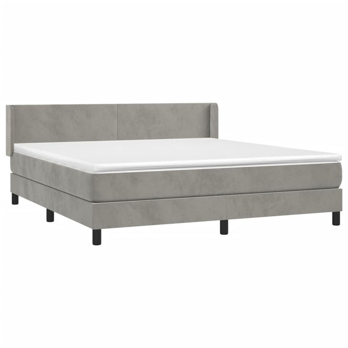 Pat box spring cu saltea, gri deschis, 160x200 cm, catifea - WALTI WALTI