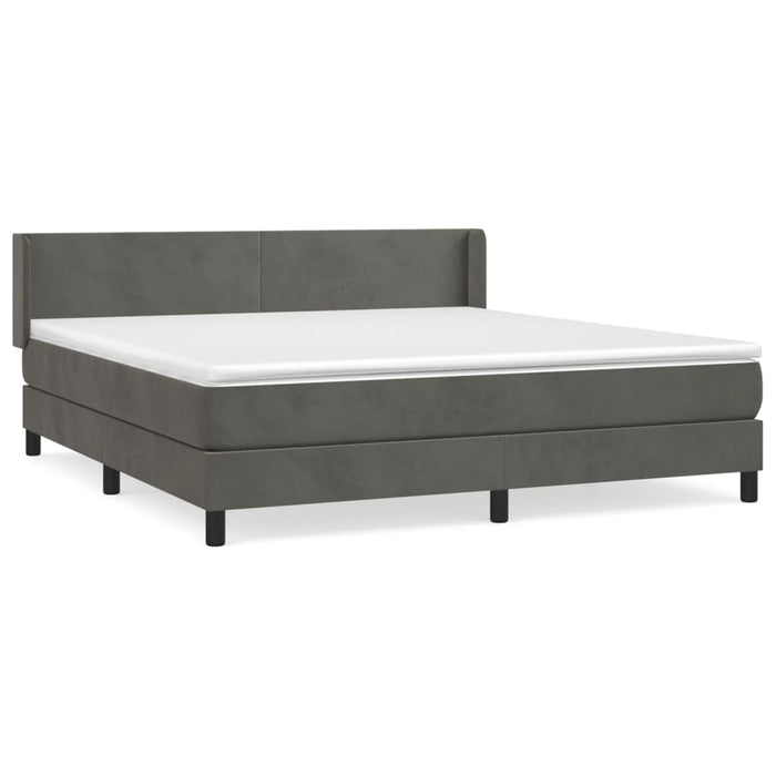 Pat box spring cu saltea, gri închis, 160x200 cm, catifea - WALTI WALTI