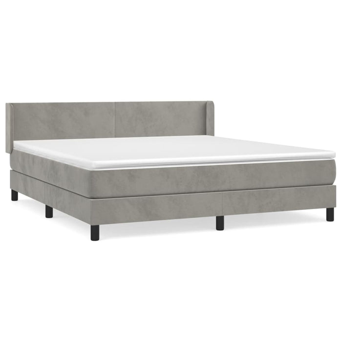 Pat box spring cu saltea, gri deschis, 180x200 cm, catifea - WALTI WALTI