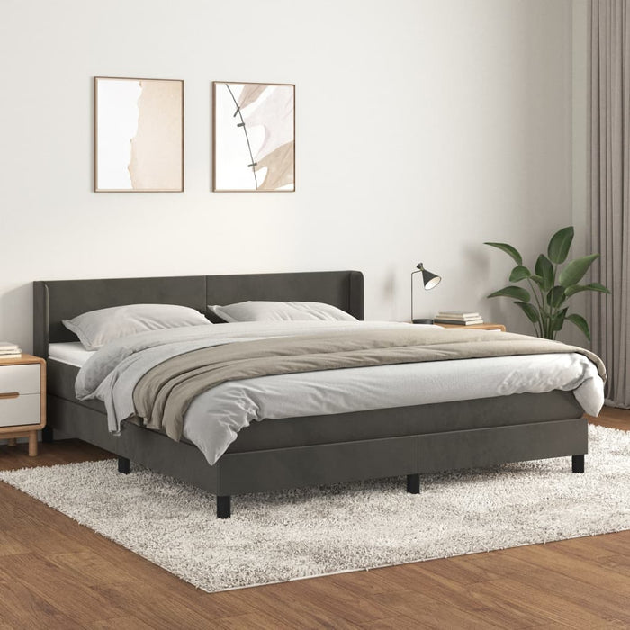 Pat box spring cu saltea, gri închis, 180x200 cm, catifea - WALTI WALTI