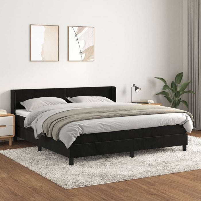 Pat box spring cu saltea, negru, 180x200 cm, catifea - WALTI WALTI