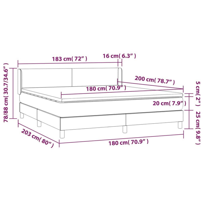 Pat box spring cu saltea, verde închis, 180x200 cm, catifea - WALTI WALTI