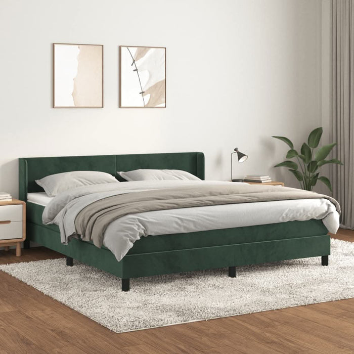 Pat box spring cu saltea, verde închis, 180x200 cm, catifea - WALTI WALTI