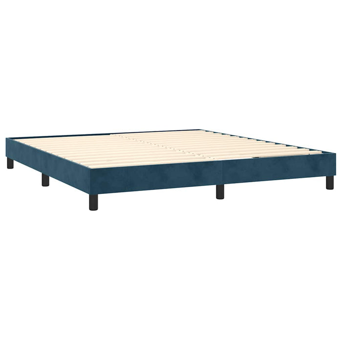 Pat box spring cu saltea, albastru închis, 180x200 cm, catifea - WALTI WALTI