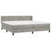 Pat box spring cu saltea, gri deschis, 200x200 cm, catifea - WALTI WALTI