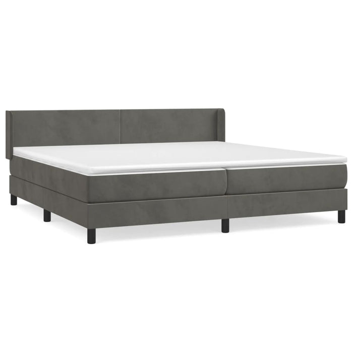 Pat box spring cu saltea, gri închis, 200x200 cm, catifea - WALTI WALTI