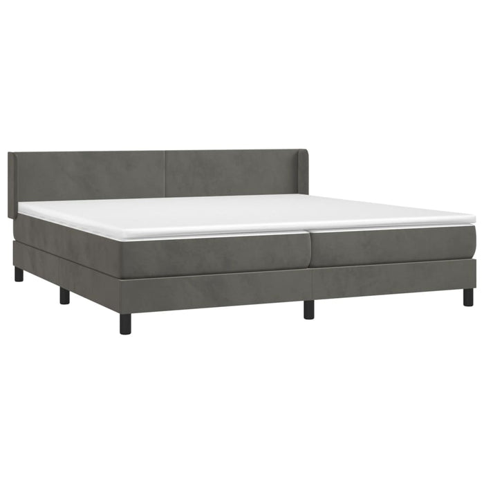 Pat box spring cu saltea, gri închis, 200x200 cm, catifea - WALTI WALTI