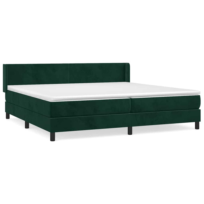 Pat box spring cu saltea, verde închis, 200x200 cm, catifea - WALTI WALTI