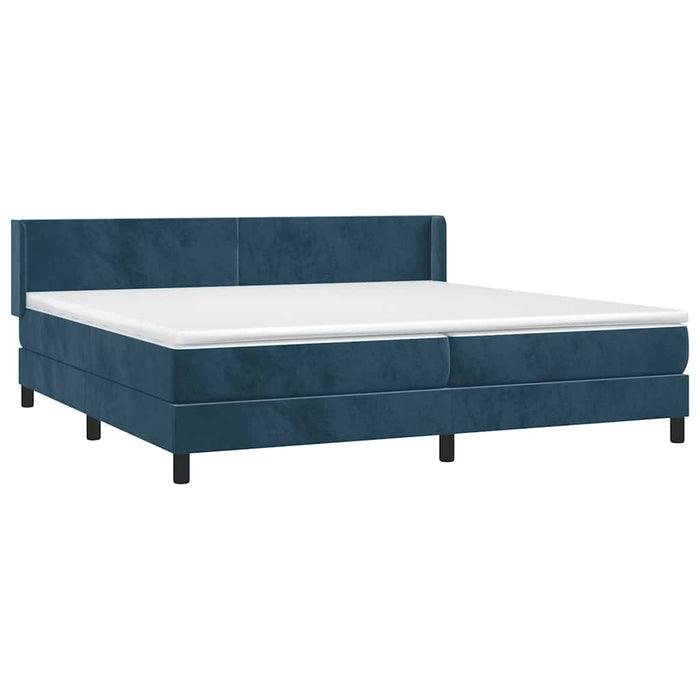 Pat box spring cu saltea, albastru închis, 200x200 cm, catifea - WALTI WALTI