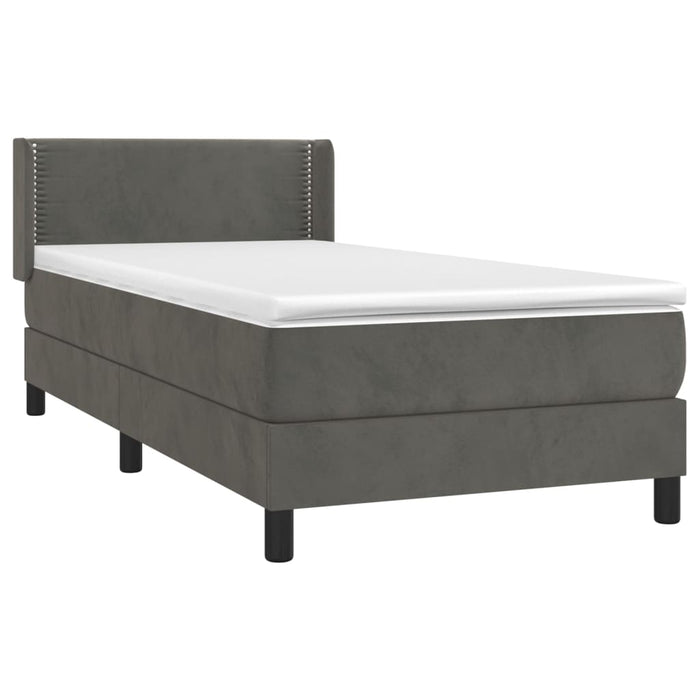 Pat box spring cu saltea, gri închis, 90x200 cm, catifea - WALTI WALTI