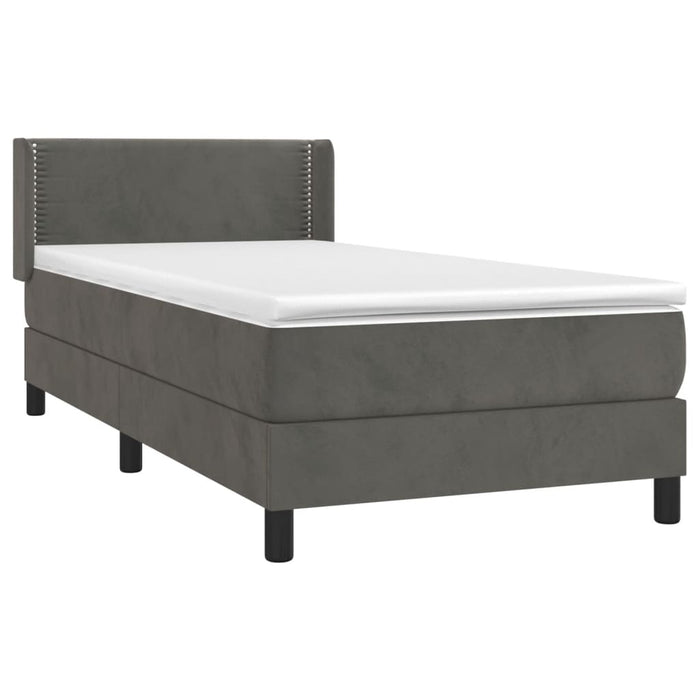 Pat box spring cu saltea, gri închis, 100x200 cm, catifea - WALTI WALTI
