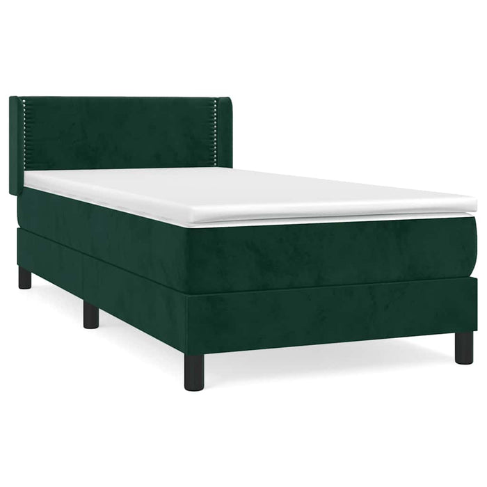 Pat box spring cu saltea, verde închis, 100x200 cm, catifea - WALTI WALTI