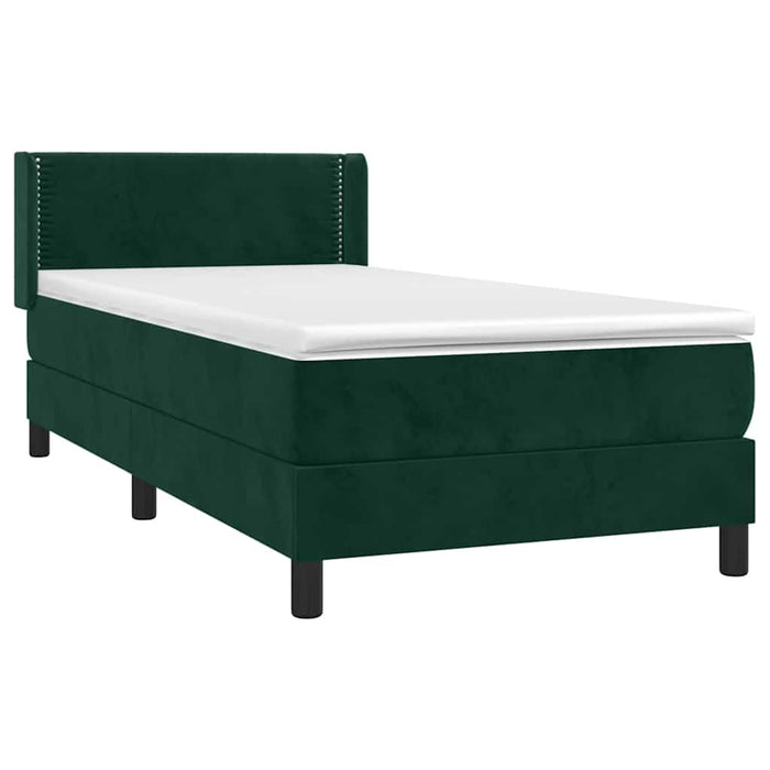 Pat box spring cu saltea, verde închis, 100x200 cm, catifea - WALTI WALTI