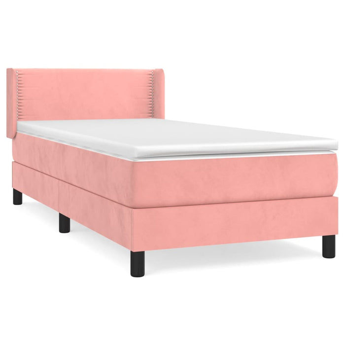 Pat box spring cu saltea, roz, 100x200 cm, catifea - WALTI WALTI