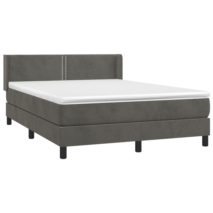 Pat box spring cu saltea, gri închis, 140x190 cm, catifea - WALTI WALTI