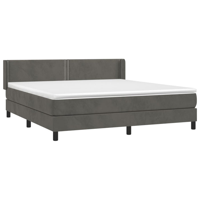 Pat box spring cu saltea, gri închis, 160x200 cm, catifea - WALTI WALTI