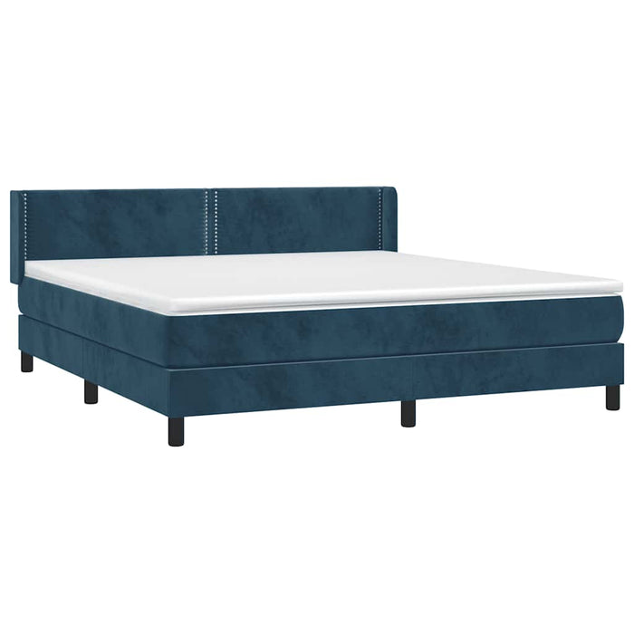 Pat box spring cu saltea, albastru închis, 160x200 cm, catifea - WALTI WALTI
