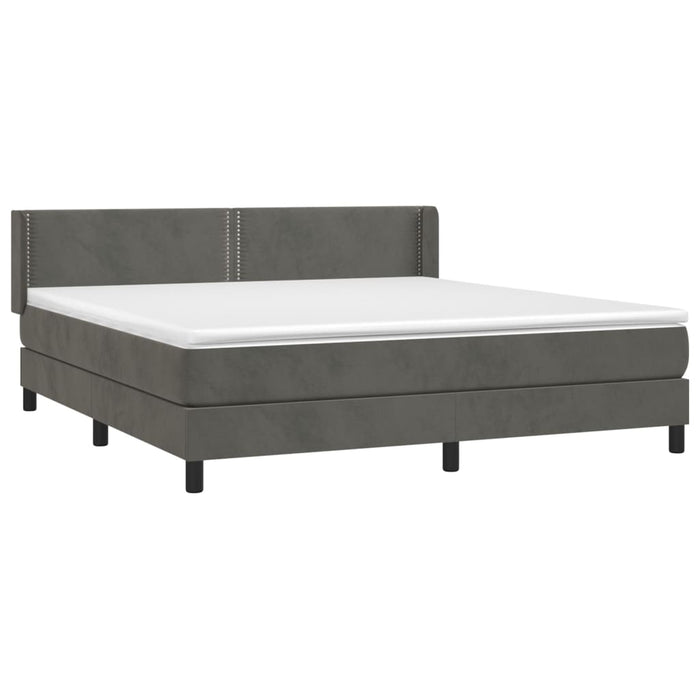 Pat box spring cu saltea, gri închis, 180x200 cm, catifea - WALTI WALTI
