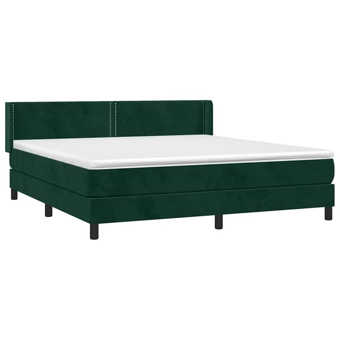 Pat box spring cu saltea, verde închis, 180x200 cm, catifea WALTI