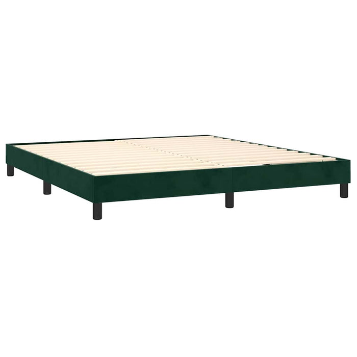 Pat box spring cu saltea, verde închis, 180x200 cm, catifea WALTI