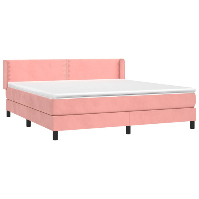 Pat box spring cu saltea, roz, 180x200 cm, catifea - WALTI WALTI