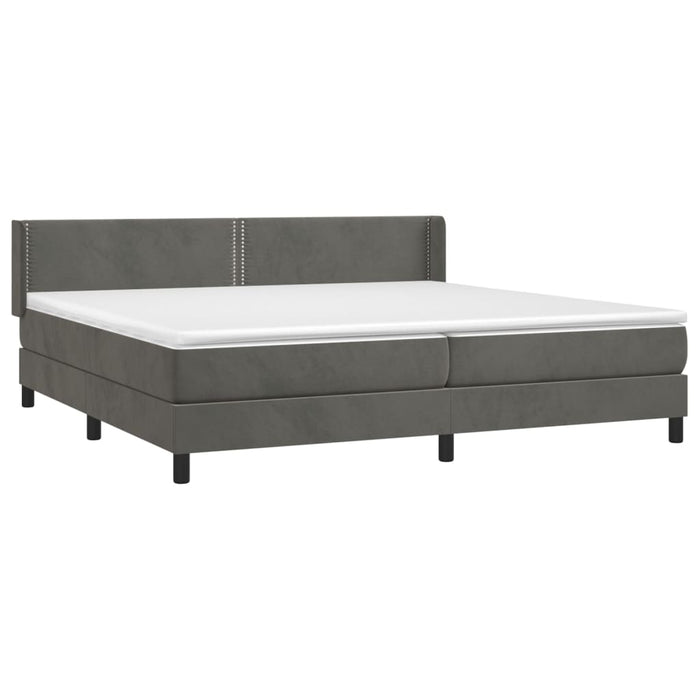 Pat box spring cu saltea, gri închis, 200x200 cm, catifea - WALTI WALTI