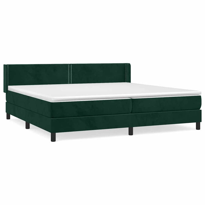 Pat box spring cu saltea, verde închis, 200x200 cm, catifea WALTI