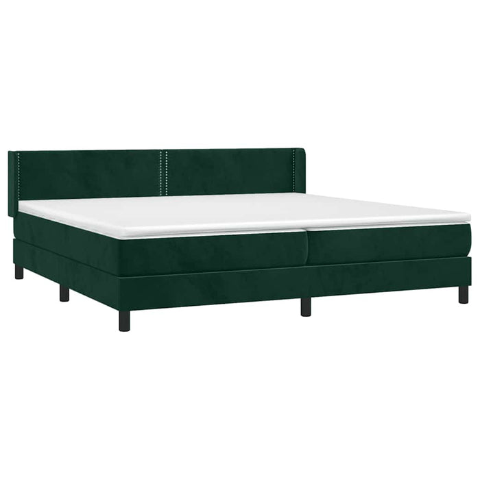 Pat box spring cu saltea, verde închis, 200x200 cm, catifea WALTI