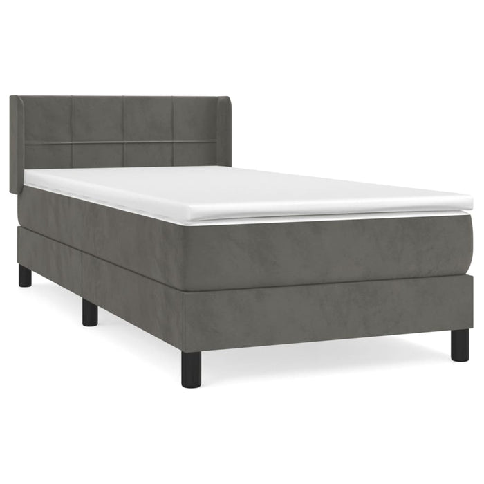 Pat box spring cu saltea, gri închis, 80x200 cm, catifea - WALTI WALTI